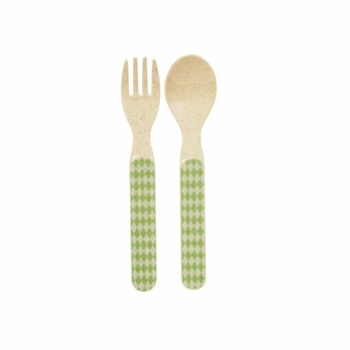 Bestekset Groen geruit, RICE, Melamine, wonderzolder.nl