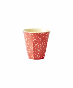 Melamine cup rood met stippen small, RICE, Roze bekers melamine -wonderzolder.nl