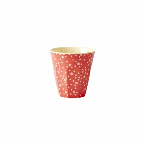 Melamine cup rood met stippen small, RICE, Roze bekers melamine -wonderzolder.nl
