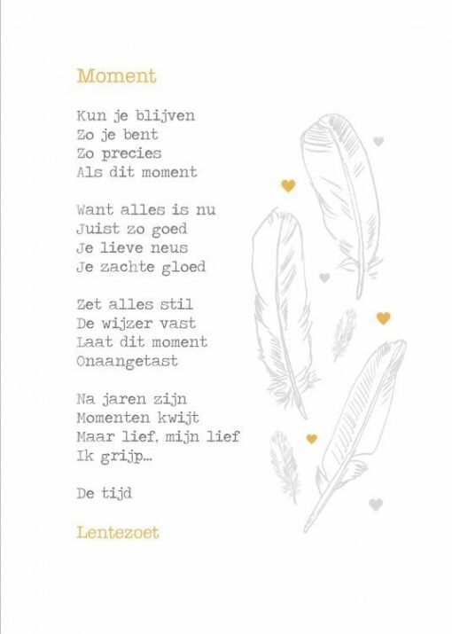 Moment, kaart, gedicht, lentezoet, wonderzolder.nl