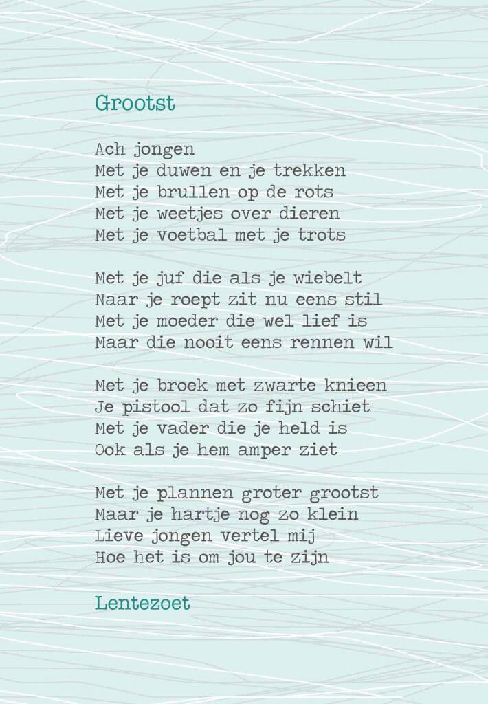 Welp Gedicht Groots Lentezoet, op A5 kaart - De Wonderzolder YC-65