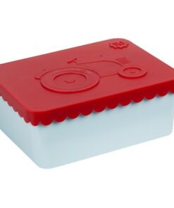 Lunchbox klein trekker rood / lichtblauw Blafre, broodtrommel met 1 vak -wonderzolder.nl