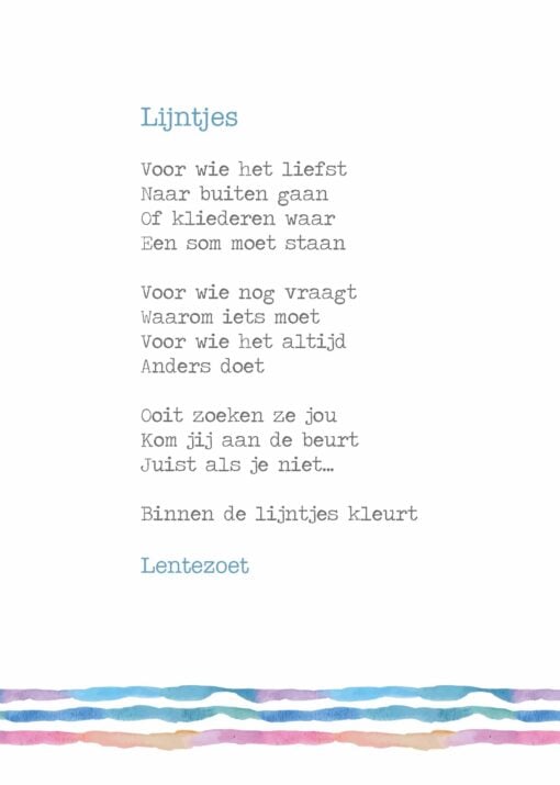 gedicht lijntjes, lentezoet, anders zijn, herkenbaar gedicht, wonderzonder.nl