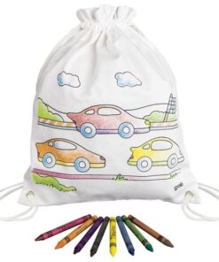 auto tas om zelf in te kleuren van goki, sport tas, canvas rugzakje, wonderzolder.nl