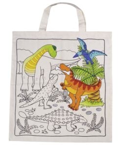 dino tas om zelf in te kleuren, goki, canvas tas, textielstiften, wonderzolder.nl