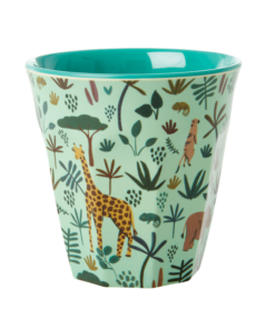 Melamine cup S Jungle animal blue medium, RICE, Melamine servies, fair trade, kinderservies, wonderzolder.nl