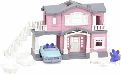 Poppenhuis roze Green Toys, poppenhuis om mee te nemen, Duurzaam, wonderzolder.nl