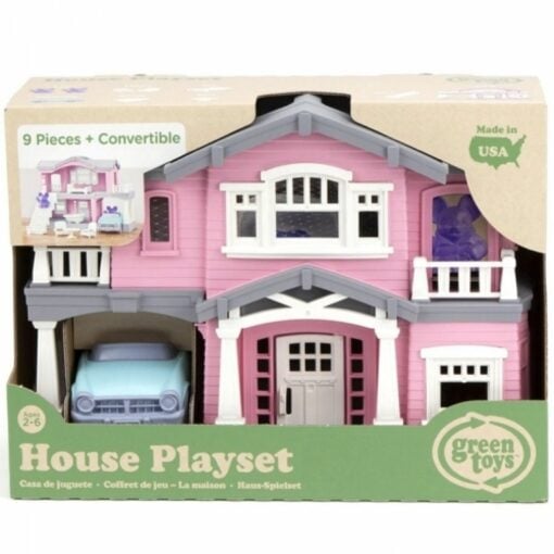 Poppenhuis roze Green Toys, poppenhuis om mee te nemen, Duurzaam, wonderzolder.nl