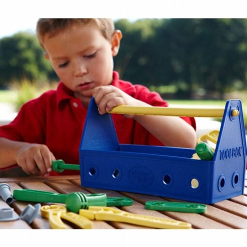 Toolbox blauw, Green Toys, gereedschapskist, green toys gereedschap, wonderzolder.nl