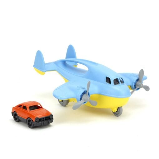 Vliegtuig met auto Green Toys, Green Toys speelgoed, Cargo blue airplane, Cargo blue, wonderzolder.nl