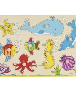 puzzel zeedieren, ocean animals, goki puzzel, houten puzzel, knoppen puzzel, wonderzolder.nl