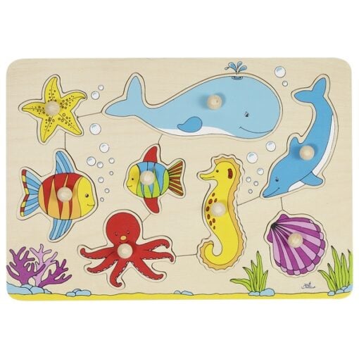 puzzel zeedieren, ocean animals, goki puzzel, houten puzzel, knoppen puzzel, wonderzolder.nl