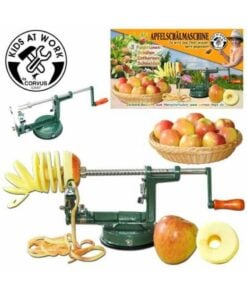 Appelschilmachine, kids at work, Corvus toys, appels schillen, wonderzolder.nl