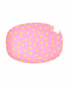 plate pink orange dots rice wonderzolder