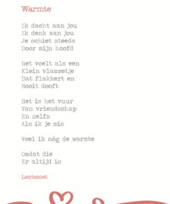 gedicht warmte, gedicht over vriendschap, lentezoet, wonderzolder.nl