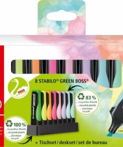 Greenboss, deskset, GREEN BOSS, duurzaam, markeerstift, neon markeerstift, stabilo, wonderzolder.nl