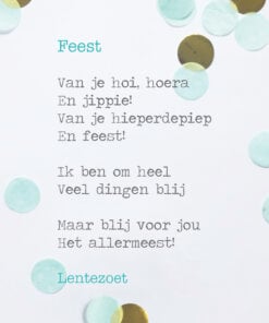 gedicht feest, lentezoet, verjaardag, feestjes, kaart, wonderzolder.nl