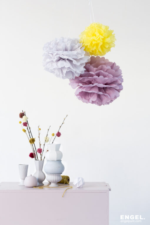 Pom set Sunshine, small set, pompon, vloeipapier bollen, engel., wonderzolder.nl