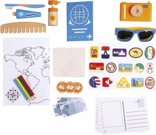 Vakantie koffertje, Bigjigs, Tidlo, Holiday kit, Vakantie set, doen alsof, rollenspel, wonderzolder.nl