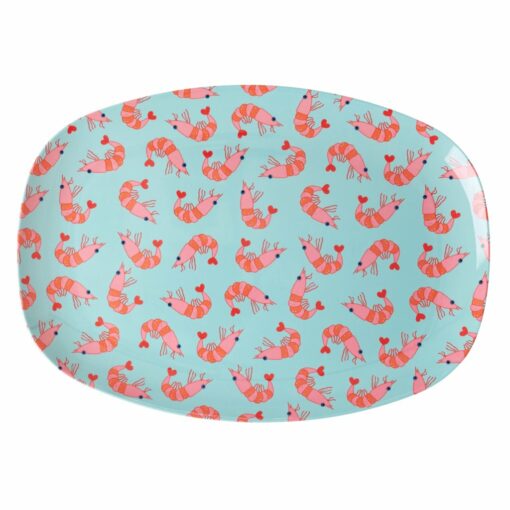 RICE rectangular plate shrimp, bord, plate, shrimp, garnalen, melamine, RICE, wonderzolder.nl