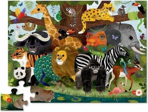 Puzzel Jungle, Jungle friends, crocodile creek, floor puzzle, shaped box puzzle, wonderzolder.nl