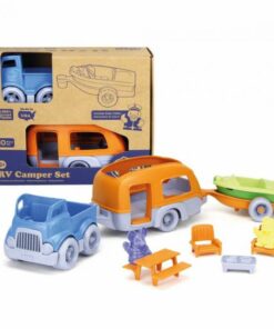 Caravan set, Toy Camper Van, Green Toys, duurzaam, stevig, vrolijk, buiten speelgoed, kamperen, wonderzolder.nl