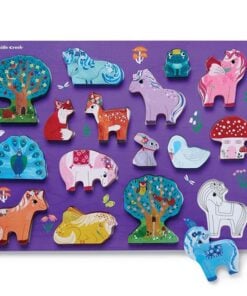 Houten insteek puzzel unicorn, eenhoorn, puzzelen, spelen, houten figuurtjes, wonderzolder.nl