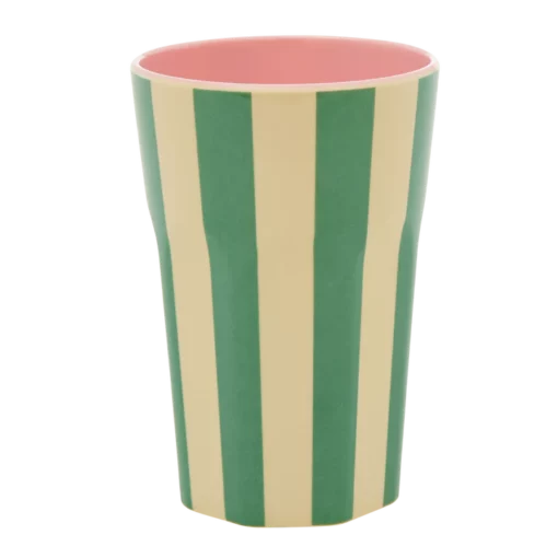 melamine cup, green stripes, rice, wonderzolder.nl
