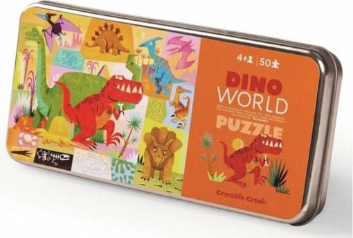 Blikpuzzel Dino world, puzzel, dino, crocodile creek, wonderzolder.nl