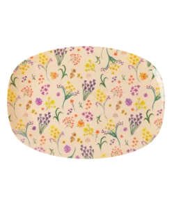 rectangular plate wild flower, RICE, kinderbord, kinderservies, wild flower, wonderzolder