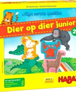 Mijn eerste spellen dier op dier junior, haba, spelletjes, gezelschapsspel, dier op dier junior, wonderzolder.nl