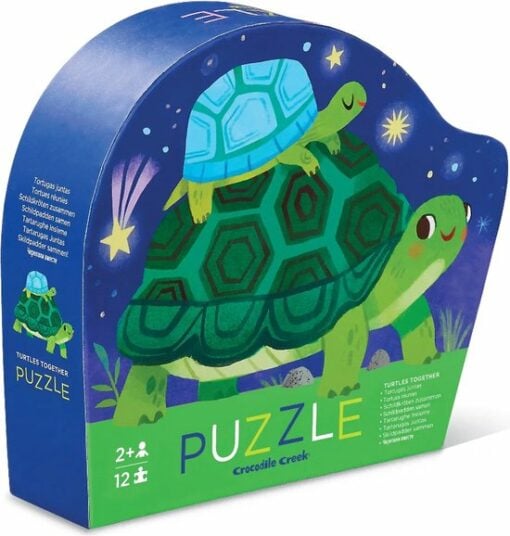 Crocodile Creek mini puzzel turtles together, mini puzzel, 12 stukjes, crocodile creek, schildpadden, turtles together, wonderzolder.nl