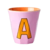 RICE melamine cup medium alfabet A rood, letterbeker, letter beker, RICE, beker alfabet, alfabet, wonderzolder.nl