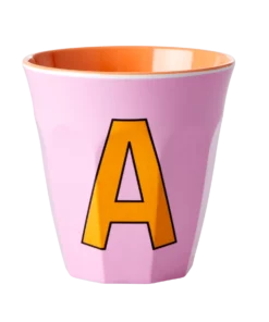 RICE melamine cup medium alfabet A rood, letterbeker, letter beker, RICE, beker alfabet, alfabet, wonderzolder.nl