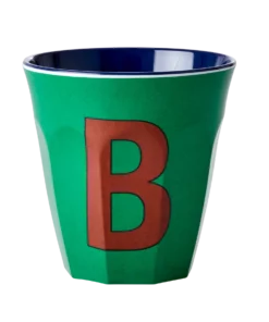 RICE melamine cup medium letter B blauw, letterbeker, letter beker, RICE, beker alfabet, alfabet, wonderzolder.nl