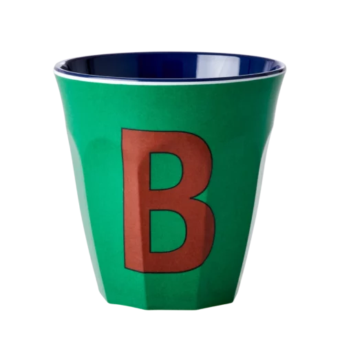 RICE melamine cup medium letter B blauw, letterbeker, letter beker, RICE, beker alfabet, alfabet, wonderzolder.nl