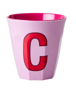 RICE melamine cup medium letter C rood, letterbeker, letter beker, RICE, beker alfabet, alfabet, wonderzolder.nl