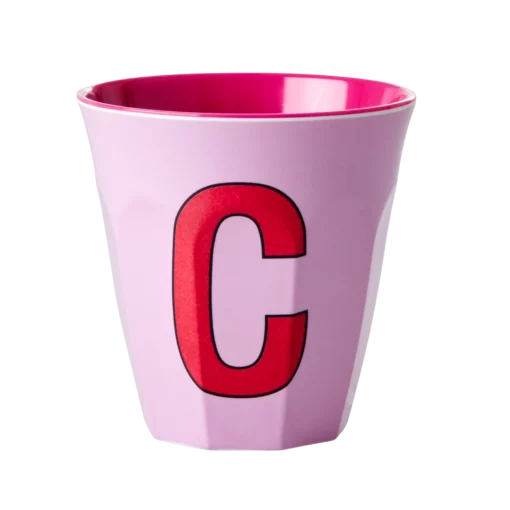 RICE melamine cup medium letter C rood, letterbeker, letter beker, RICE, beker alfabet, alfabet, wonderzolder.nl