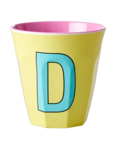 RICE melamine cup medium letter D rood, letterbeker, letter beker, RICE, beker alfabet, alfabet, wonderzolder.nl