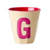 RICE melamine cup medium letter G rood, letterbeker, letter beker, RICE, beker alfabet, alfabet, wonderzolder.nl