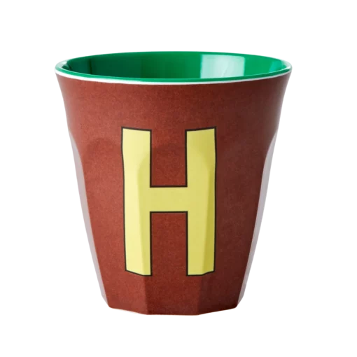 RICE melamine cup medium letter H blauw, letterbeker, letter beker, RICE, beker alfabet, alfabet, wonderzolder.nl