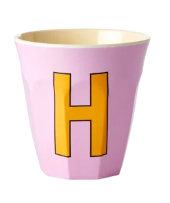 RICE melamine cup medium letter H rood, letterbeker, letter beker, RICE, beker alfabet, alfabet, wonderzolder.nl