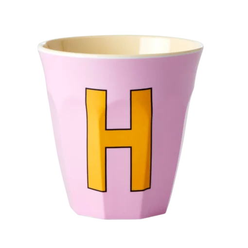 RICE melamine cup medium letter H rood, letterbeker, letter beker, RICE, beker alfabet, alfabet, wonderzolder.nl