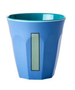 RICE melamine cup medium letter I blauw, letterbeker, letter beker, RICE, beker alfabet, alfabet, wonderzolder.nl