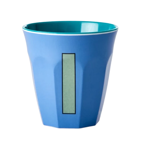 RICE melamine cup medium letter I blauw, letterbeker, letter beker, RICE, beker alfabet, alfabet, wonderzolder.nl