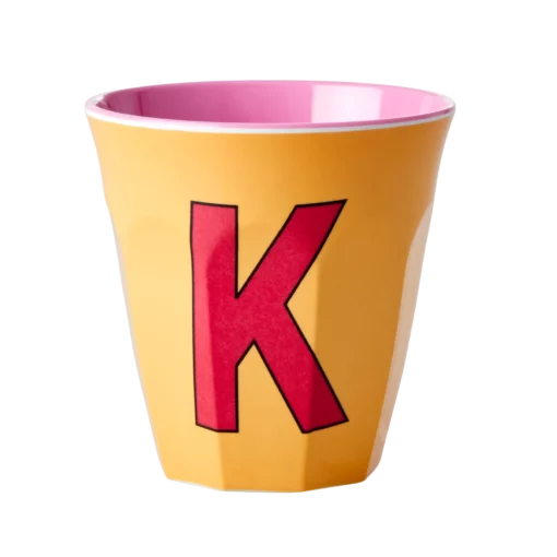 RICE melamine cup medium letter K rood, letterbeker, letter beker, RICE, beker alfabet, alfabet, wonderzolder.nl