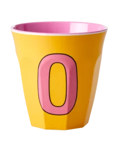 RICE melamine cup medium letter O rood, letterbeker, letter beker, RICE, beker alfabet, alfabet, wonderzolder.nl