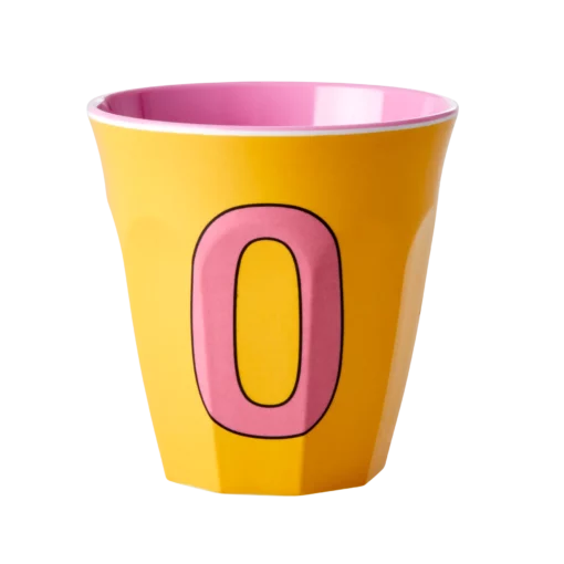 RICE melamine cup medium letter O rood, letterbeker, letter beker, RICE, beker alfabet, alfabet, wonderzolder.nl