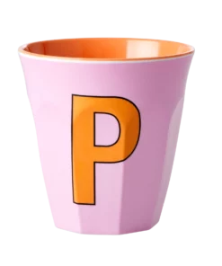 RICE melamine cup medium letter P rood, letterbeker, letter beker, RICE, beker alfabet, alfabet, wonderzolder.nl