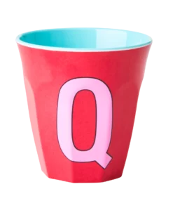 RICE melamine cup medium letter Q rood, letterbeker, letter beker, RICE, beker alfabet, alfabet, wonderzolder.nl